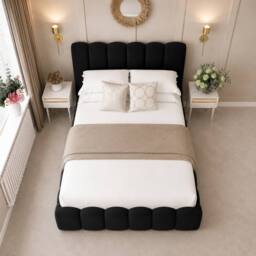 "Bed Choices Mayfair Upholstered Bubble Bed Frame with 54"" Headboard in Black - Size: King" - thumbnail 3