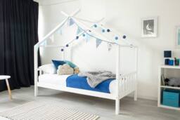 Crazy Price Beds Ltd Charlie Kids White Wooden House Bed - Size: Single