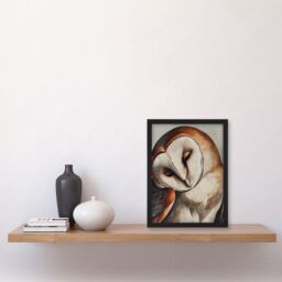 "Artery8 Peaceful Owl Portrait Calm Magical Bird Animal Framed Art Print in Brown - Size: W12"" x H16""" - thumbnail 4