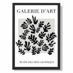 ARTZE Matisse Floral Cutout Grey & Black Framed Print SIZE: A2 with Black Frame - thumbnail 1