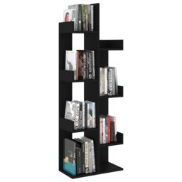 Berkfield Home Book Cabinet Black 48x25.5x140 cm Engineered Wood - thumbnail 4