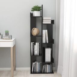 Berkfield Home Book Cabinet Black 48x25.5x140 cm Engineered Wood - thumbnail 3