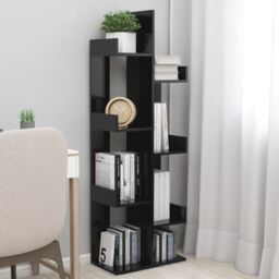 Berkfield Home Book Cabinet Black 48x25.5x140 cm Engineered Wood - thumbnail 1