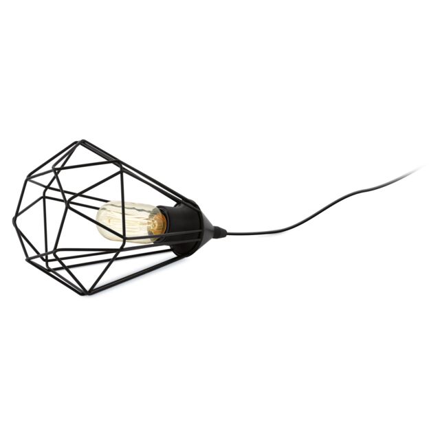 Loops Mini Table Lamp Desk Light Black Steel Geometric Wire Shade 1 x 60W E27 Bulb - image 1