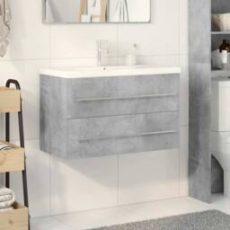 Berkfield Home 2 Piece Bathroom Furniture Set Concrete Grey Engineered Wood - thumbnail 3