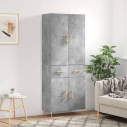 Berkfield Home Highboard Concrete Grey 69.5x34x180 cm Engineered Wood - thumbnail 2