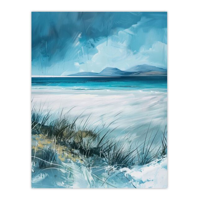 "Artery8 Luskentyre Beach Isle of Harris Outer Hebrides Wall Art Print in Blue - Size: W24"" x H32""" - image 1