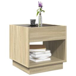 Berkfield Home Coffee Table with Infinity LED Sonoma Oak 50x50x50 cm in Brown - Size: 50 x 50 x 50 cm - thumbnail 5