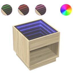 Berkfield Home Coffee Table with Infinity LED Sonoma Oak 50x50x50 cm in Brown - Size: 50 x 50 x 50 cm - thumbnail 2