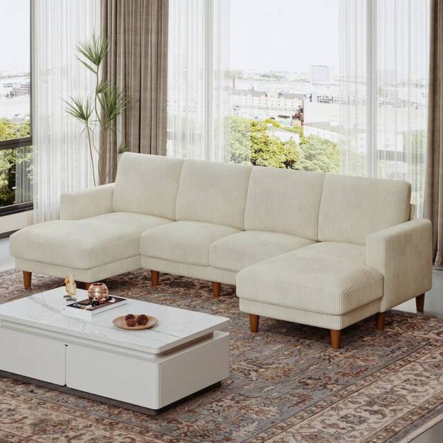Dprodo 269cm U-Shaped Sectional Sofa in Beige - image 1
