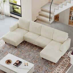 Dprodo 269cm U-Shaped Sectional Sofa in Beige - thumbnail 4