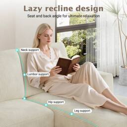 Dprodo 269cm U-Shaped Sectional Sofa in Beige - thumbnail 2
