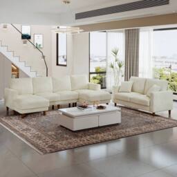 Dprodo 269cm U-Shaped Sectional Sofa in Beige - thumbnail 6