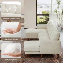 Dprodo 269cm U-Shaped Sectional Sofa in Beige - thumbnail 8