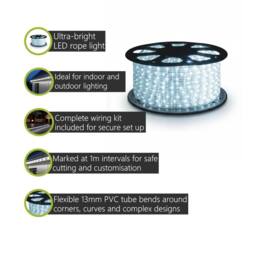 Pegdev Static LED rope light 13mm cool white indoor outdoor 45m - thumbnail 2
