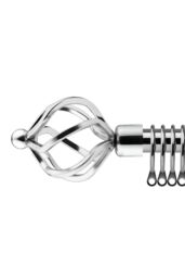 New Edge Blinds 16-19mm Cage Extendable Durable Metal Curtain Pole Set in Metallic Silver - Size: 170 cm - 300 cm - thumbnail 1