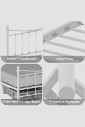 Home Discount Vida Designs Paris King Size Metal Bed Frame 985 x 1590 x 2095 mm in White - thumbnail 6
