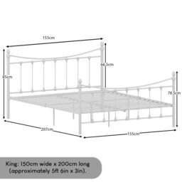 Home Discount Vida Designs Paris King Size Metal Bed Frame 985 x 1590 x 2095 mm in White - thumbnail 3