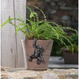 Jardinopia Chimpanzee Plant Pot Hanger - L11.5 x W7 x H4.5 cm in Bronze - thumbnail 1