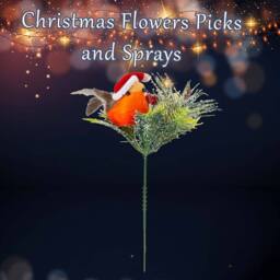 VFM e-Store Christmas Pine Pick with Robin Decoration 19cm x 17cm Red X 1 - Size: 19 cm x 17 cm - thumbnail 3