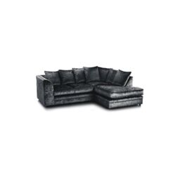 Furniture 786 Bella Crushed Velvet 4 Seater Right Hand Facing Corner Sofa in Black - thumbnail 3