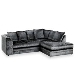 Furniture 786 Bella Crushed Velvet 4 Seater Right Hand Facing Corner Sofa in Black - thumbnail 2