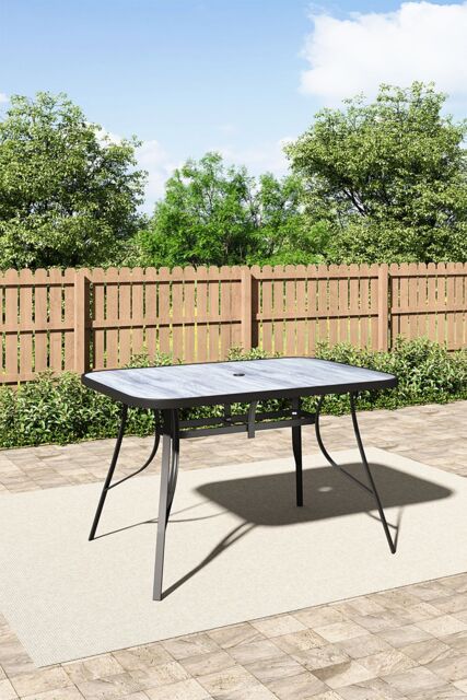 Living and Home Garden Rectangular Tempered Glass Marble Coffee Table in Grey - image 1