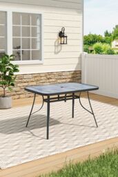 Living and Home Garden Rectangular Tempered Glass Marble Coffee Table in Grey - thumbnail 2