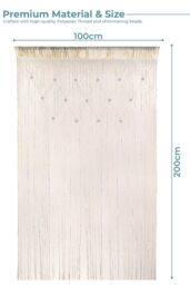 Neel Blue String Curtain Beaded Panel, Gold, 100cm x 200cm in Ivory - Size: 100 cm width x 200 cm drop - thumbnail 2