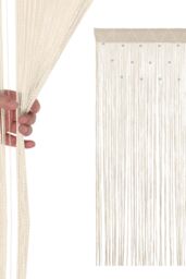 Neel Blue String Curtain Beaded Panel, Gold, 100cm x 200cm in Ivory - Size: 100 cm width x 200 cm drop - thumbnail 6