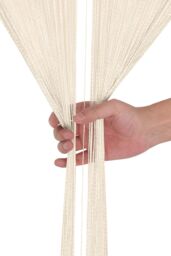 Neel Blue String Curtain Beaded Panel, Gold, 100cm x 200cm in Ivory - Size: 100 cm width x 200 cm drop - thumbnail 4
