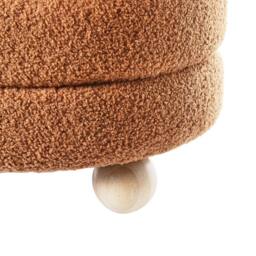 Wyld and Coco Golden-Brown Bouclé Pouffe with Pine Wood Legs in Brown - thumbnail 7
