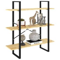 Berkfield Home Modern 3-Tier Book Cabinet 100x30x105 cm Solid Pine Wood in Brown - Size: 100 x 30 x 105 cm - thumbnail 1