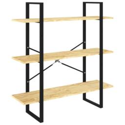Berkfield Home Modern 3-Tier Book Cabinet 100x30x105 cm Solid Pine Wood in Brown - Size: 100 x 30 x 105 cm - thumbnail 3