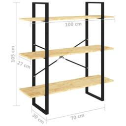 Berkfield Home Modern 3-Tier Book Cabinet 100x30x105 cm Solid Pine Wood in Brown - Size: 100 x 30 x 105 cm - thumbnail 8