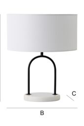 ValueLights Rachel Black Arch Marble Base Table Lamp with White Linen Lamp Shade & Bulb - thumbnail 7