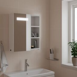 Berkfield Home Bathroom Mirror Cabinet with LED Light White 45x13x52 cm - Size: 45 x 13 x 52 cm