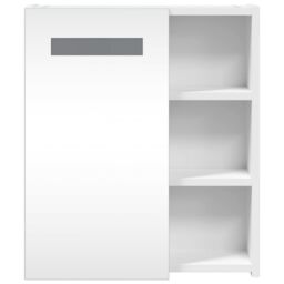 Berkfield Home Bathroom Mirror Cabinet with LED Light White 45x13x52 cm - Size: 45 x 13 x 52 cm - thumbnail 6