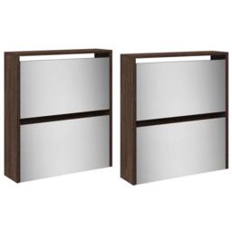 Berkfield Home Shoe Cabinet with Mirror 4-Layer Brown Oak 63x17x134 cm - Size: 63 x 17 x 134 cm - thumbnail 6