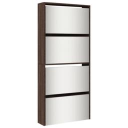 Berkfield Home Shoe Cabinet with Mirror 4-Layer Brown Oak 63x17x134 cm - Size: 63 x 17 x 134 cm - thumbnail 1