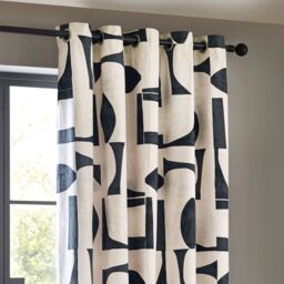 HOEM Carro Abstract Geometric Room Darkening Eyelet Curtains in Dark Blue - Size: 229 cm width x 229 cm drop - thumbnail 3