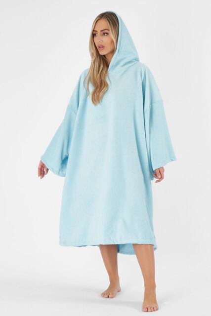 OHS Women's Poncho Oversized Hooded Towel Bath Beach Robe in Pale Blue - image 1