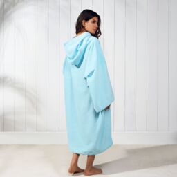 OHS Women's Poncho Oversized Hooded Towel Bath Beach Robe in Pale Blue - thumbnail 3