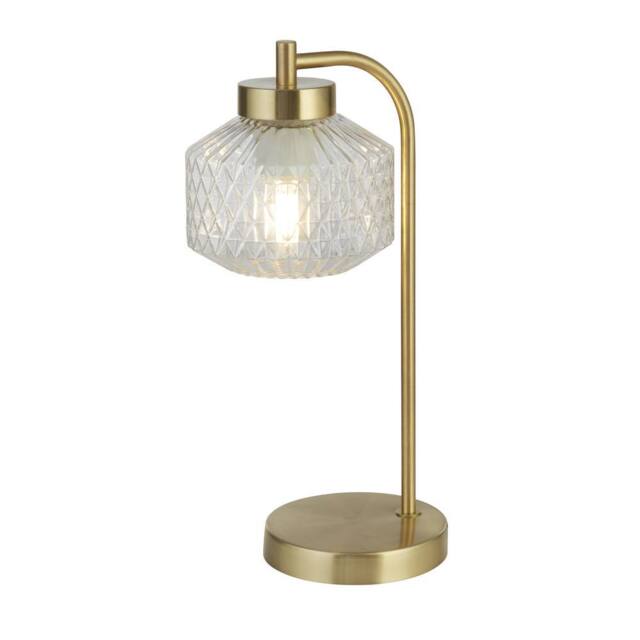 Lighting Collection Satin Brass & Clear Glass Table Lamp in Gold - image 1