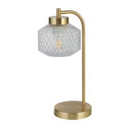 Lighting Collection Satin Brass & Clear Glass Table Lamp in Gold - thumbnail 3