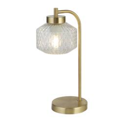 Lighting Collection Satin Brass & Clear Glass Table Lamp in Gold - thumbnail 1