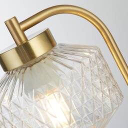 Lighting Collection Satin Brass & Clear Glass Table Lamp in Gold - thumbnail 4