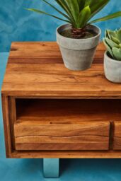 Orsina Acacia Three Drawer Media Unit, Modern Wooden TV Cabinet With Storage, Contemporary Media Console in Brown - thumbnail 2