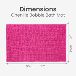 Allure Bath Fashions Chenille Bobble Bath Mat 60 x 90cm - Super Soft Microfibre & Non-Slip in Fuchsia - Size: 60 x 90 cm - thumbnail 2