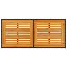 Berkfield Home Garden Table with Acacia Wood Top Black 115x54x74 cm Poly Rattan - Size: 115 x 54 x 74 cm - thumbnail 7